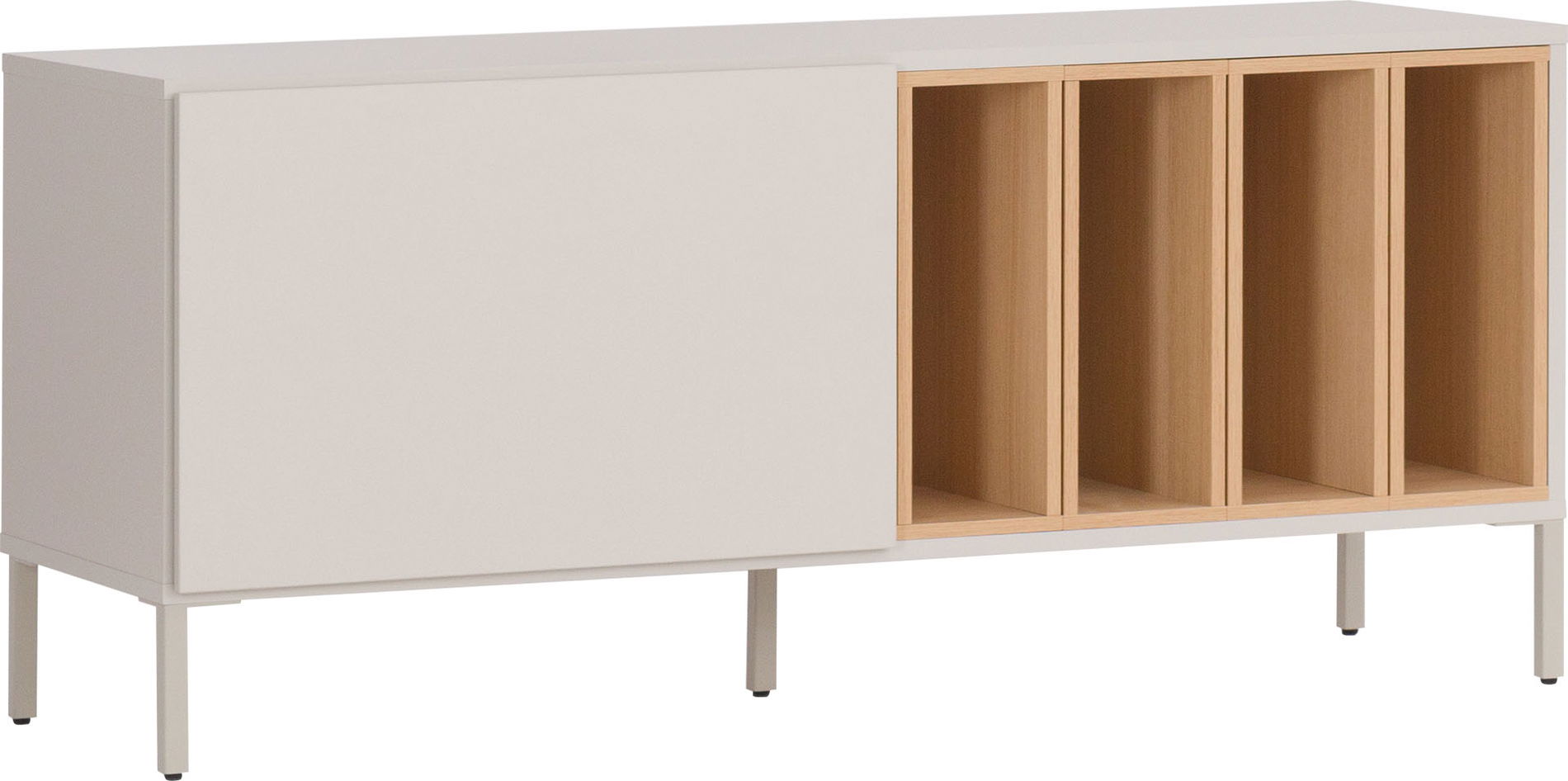 VOX Into TV-Schrank mit 4 Kisten gray beige/oak