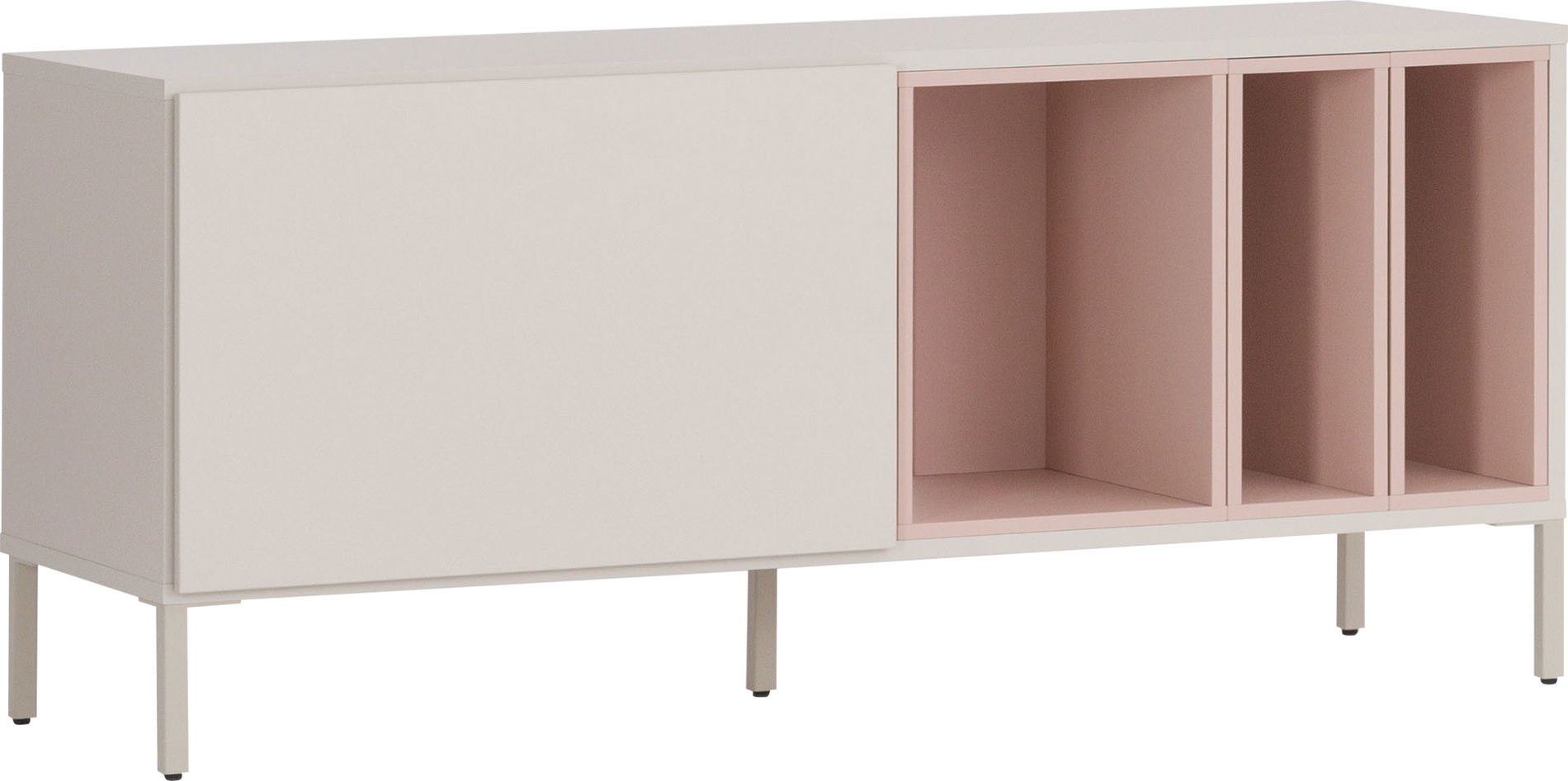 VOX Into TV-Schrank mit 3 Kisten gray beige/powder pink