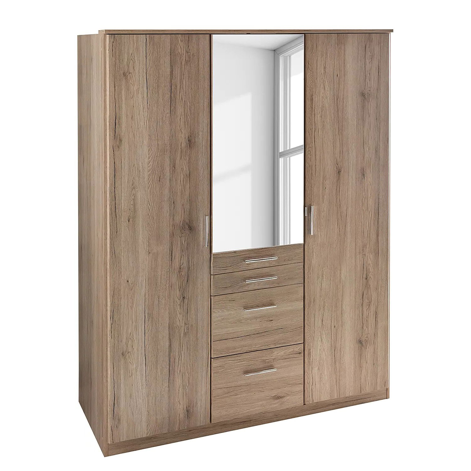 Wimex Aachen Kleiderschrank mit Kranz 135 cm San Remo-Eiche-Nachbildung