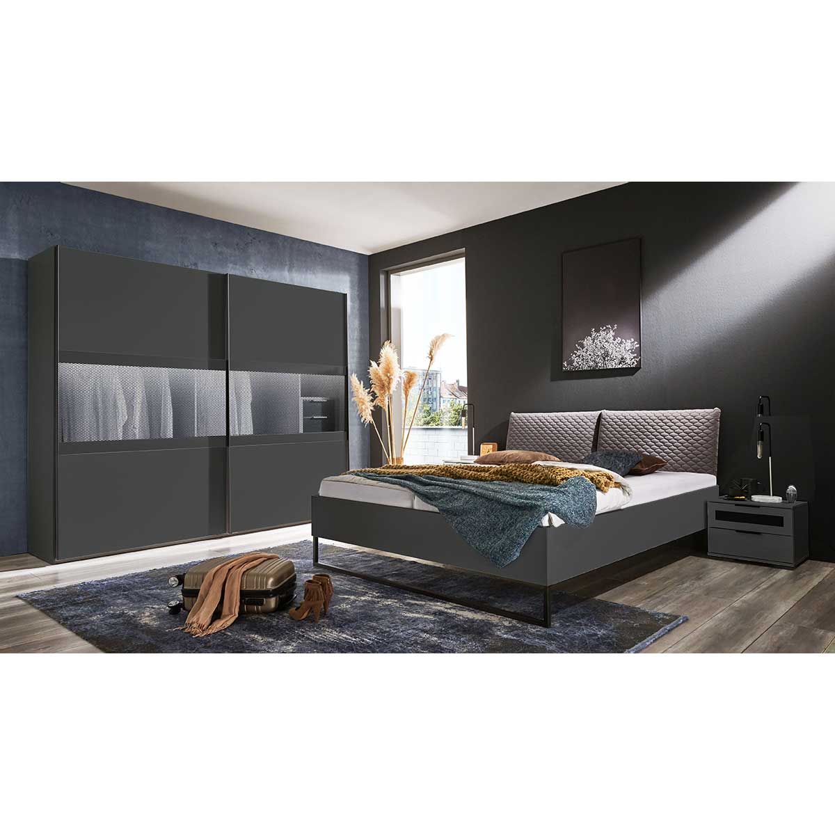 Wimex Alicante Schlafzimmer 4-tlg. inkl. Nachtschrank 40cm Graphit