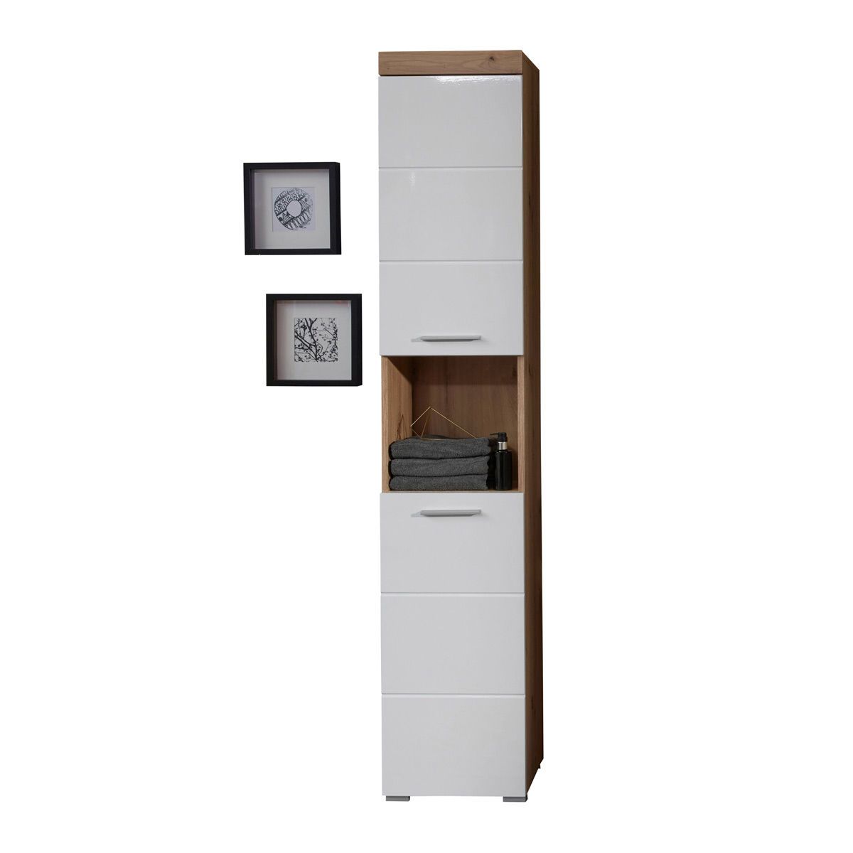 trendteam Amanda Hochschrank 37x190x31 cm weiß / asteiche