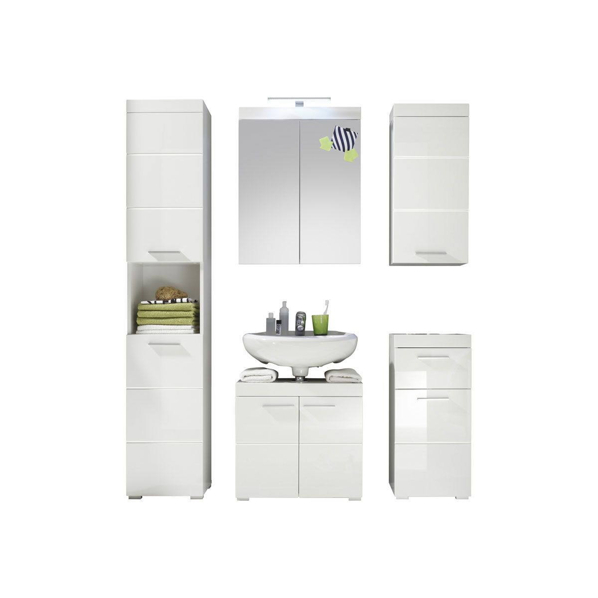 trendteam Amanda Badmöbel 163x190x34 cm 5-teilig weiß