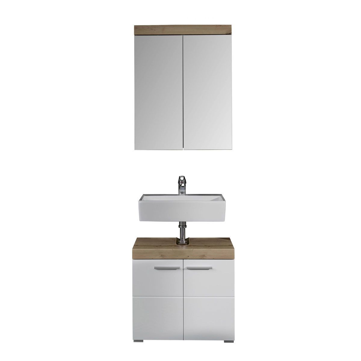 trendteam Amanda Badmöbel 60x190x34 cm 2-teilig weiß / asteiche