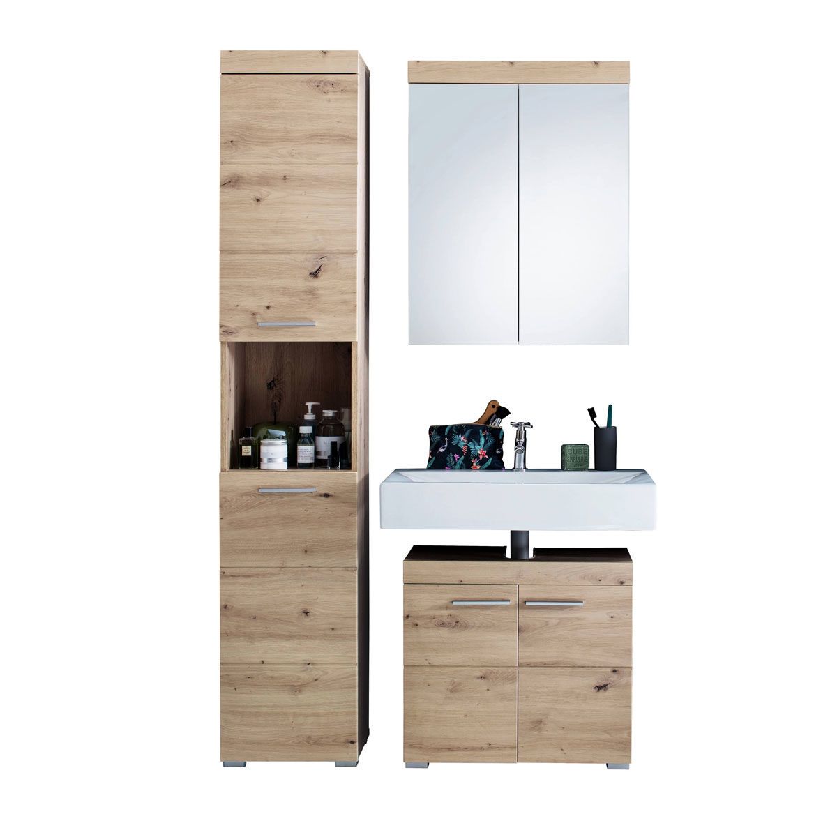 trendteam Amanda Badmöbel 112x190x34 cm 3-teilig asteiche / asteiche