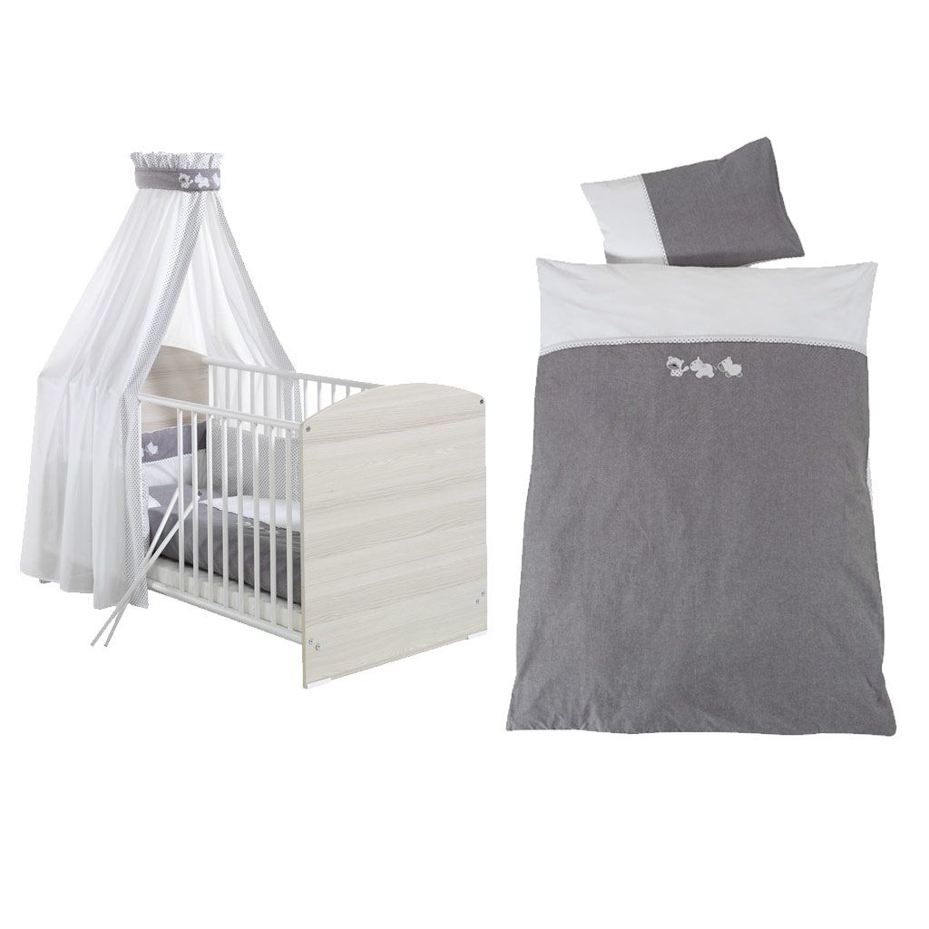 Schardt Amigos Bettset 4- teilig mit Bettwäsche, Himmel und Nestchen