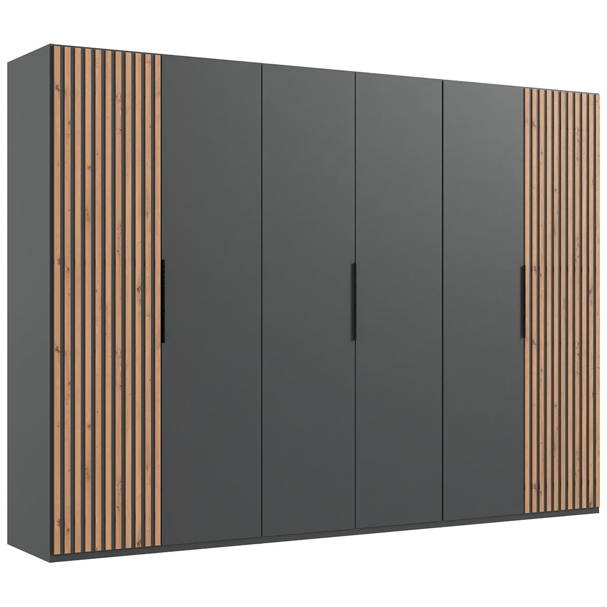 Wimex Andorra Kleiderschrank 300 cm Graphit/Artisan-Eiche Dekor