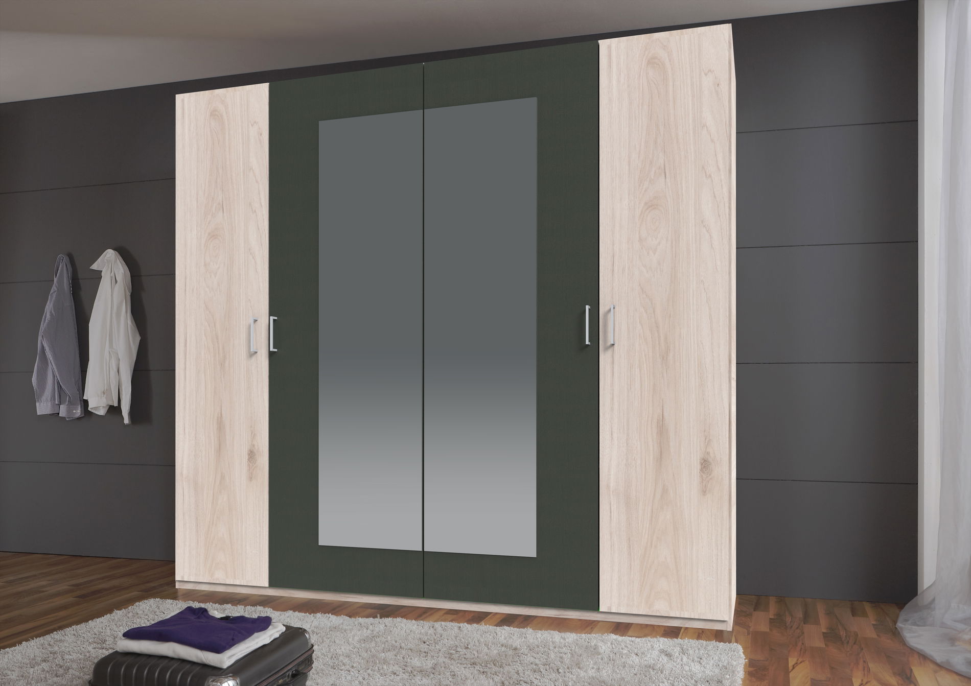 Wimex Angie Kleiderschrank 225CM Hickory Oak / Graphit