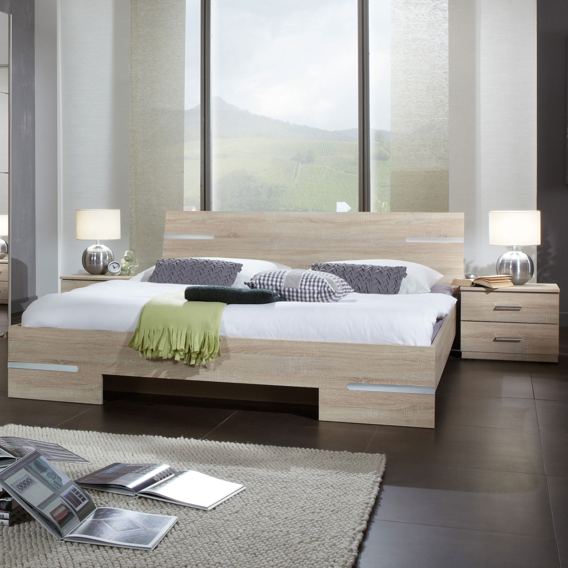 Wimex Anna Futonbett 160 x 200 cm inkl. Nachtschränke Eiche Saegerau-Nachbildung