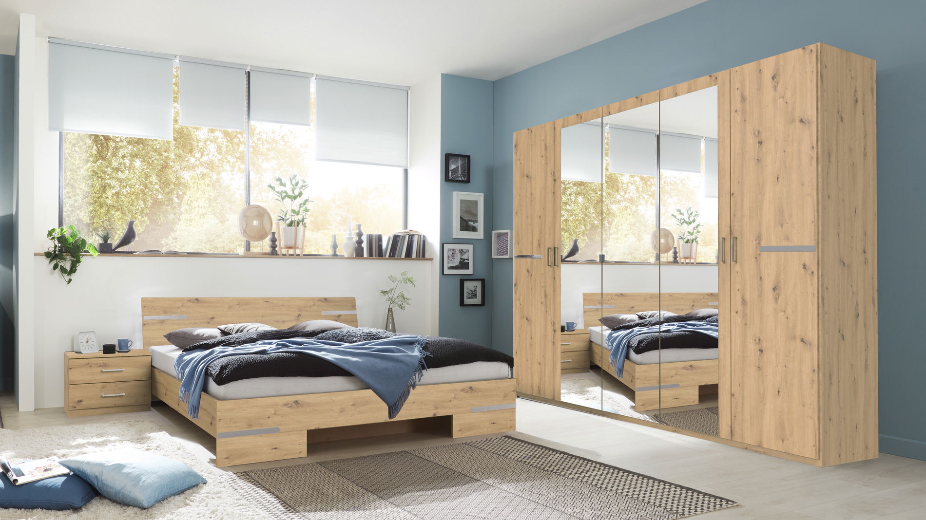 Wimex Anna Schlafzimmer mit Schrank 225CM & Bett 180x200 cm Artisan Eiche Nachbildung