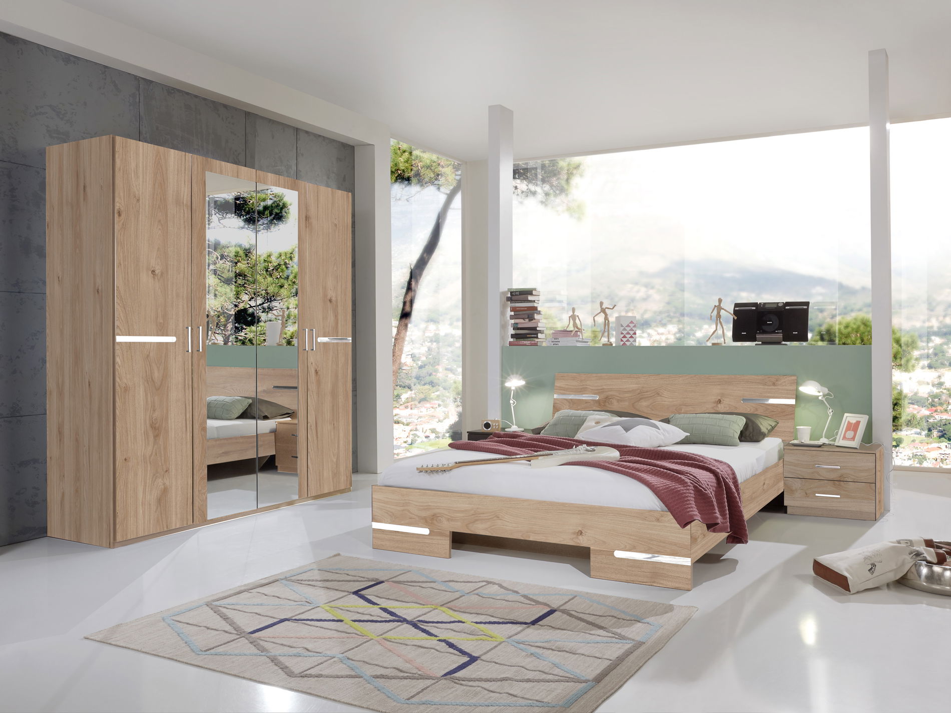 Wimex Anna Schlafzimmer mit Schrank 180CM & Bett 140x200 cm Artisan Eiche Nachbildung