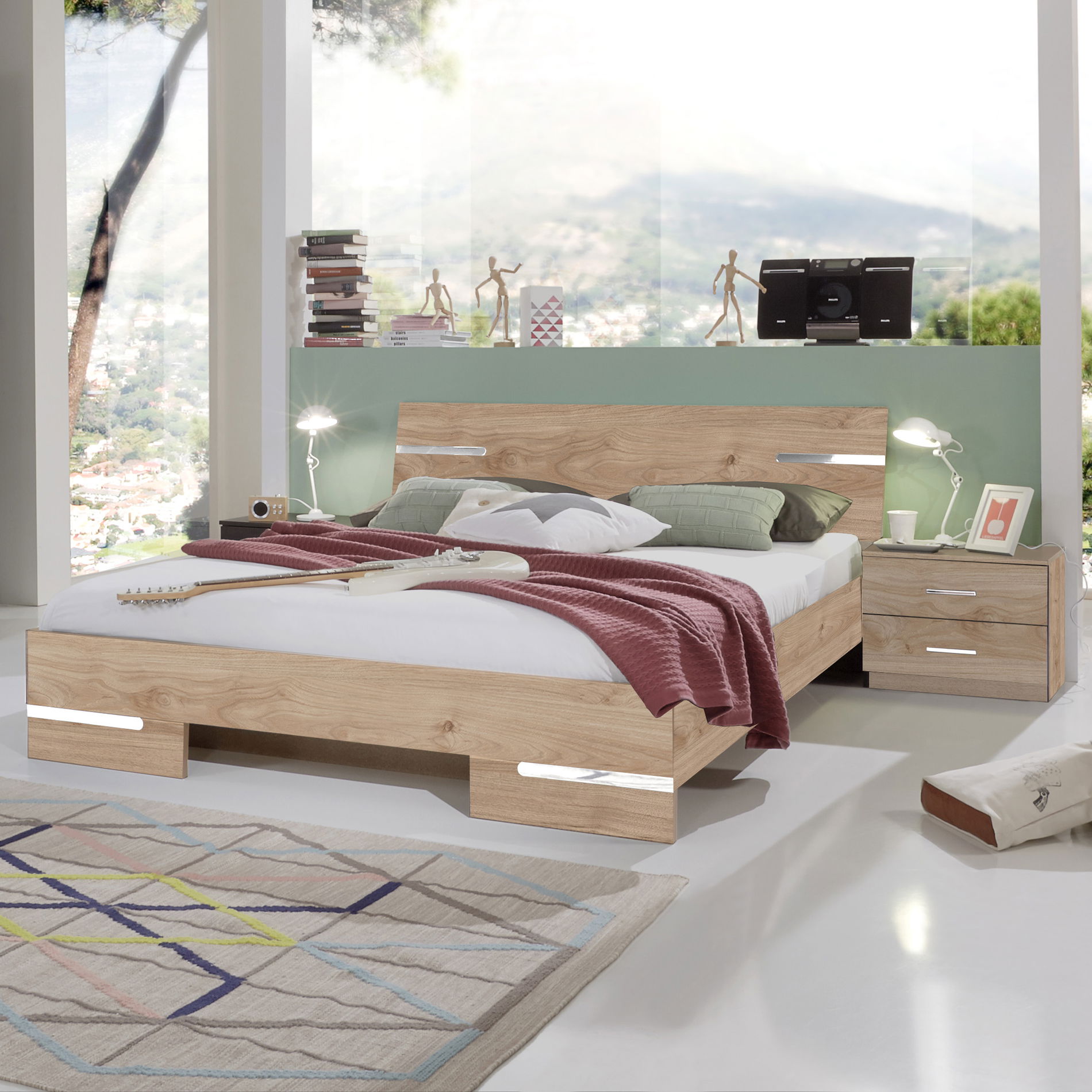 Wimex Anna Futonbett 140 x 190 cm inkl. Nachtschränke Artisan Eiche Nachbildung