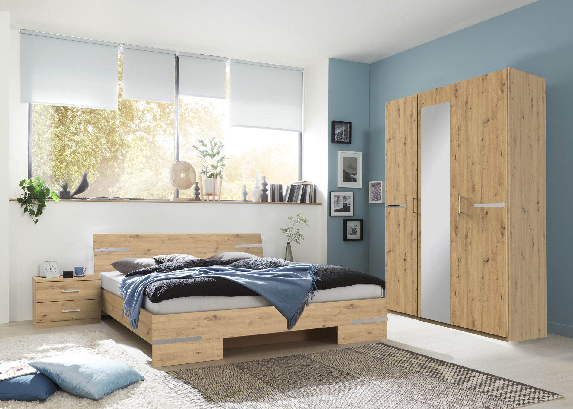 Wimex Anna Schlafzimmer mit Schrank 135CM & Bett 140x190 cm Artisan-Eiche-Nachbildung