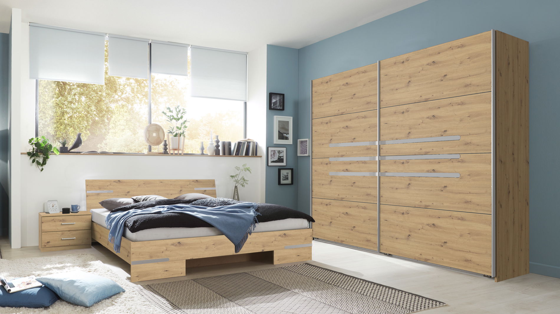 Wimex Anna Schlafzimmer 4-teilig mit Schwebetürenschrank Artisan Eiche Nachbildung