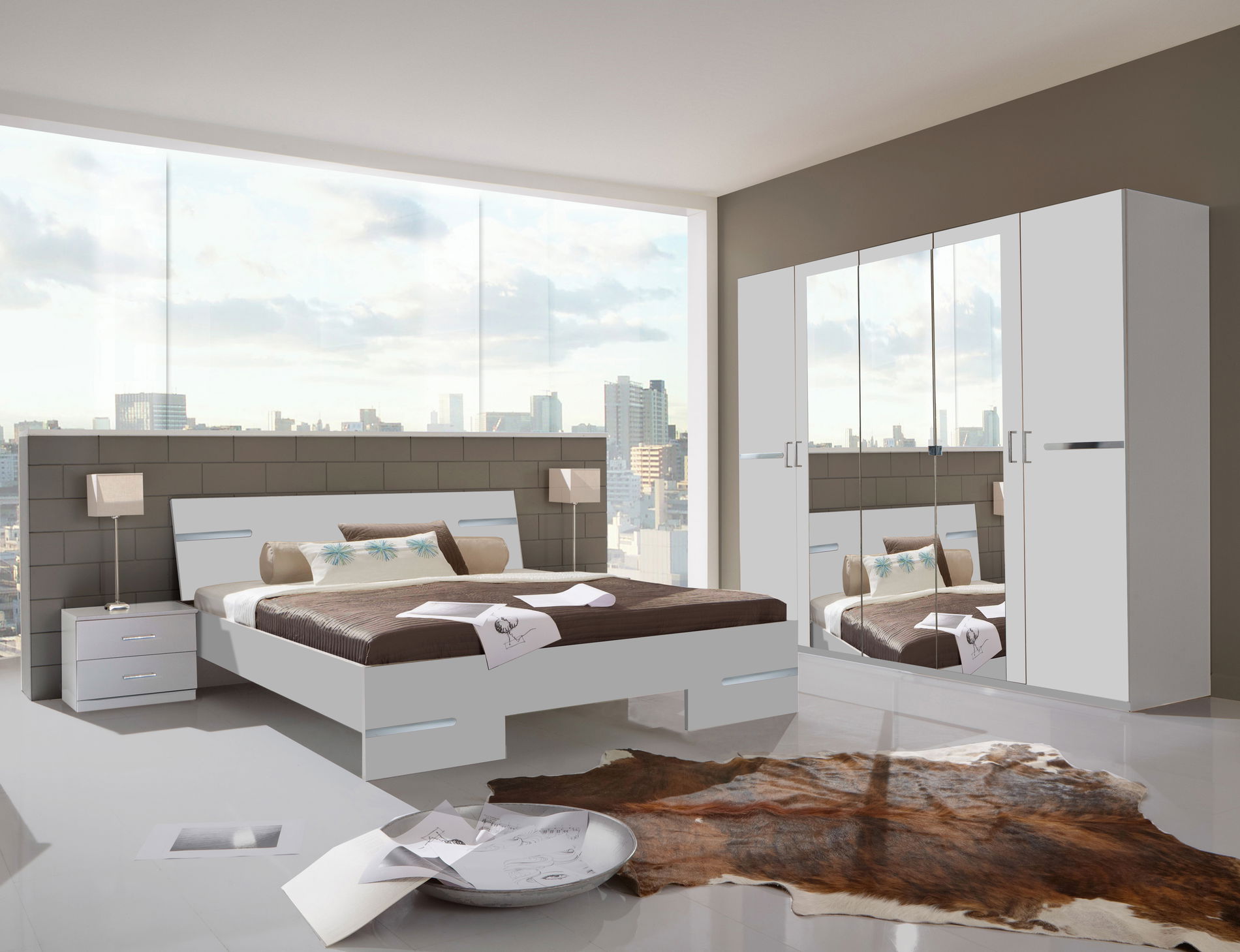 Wimex Anna Schlafzimmer mit Schrank 225CM & Bett 180x200 cm Weiss