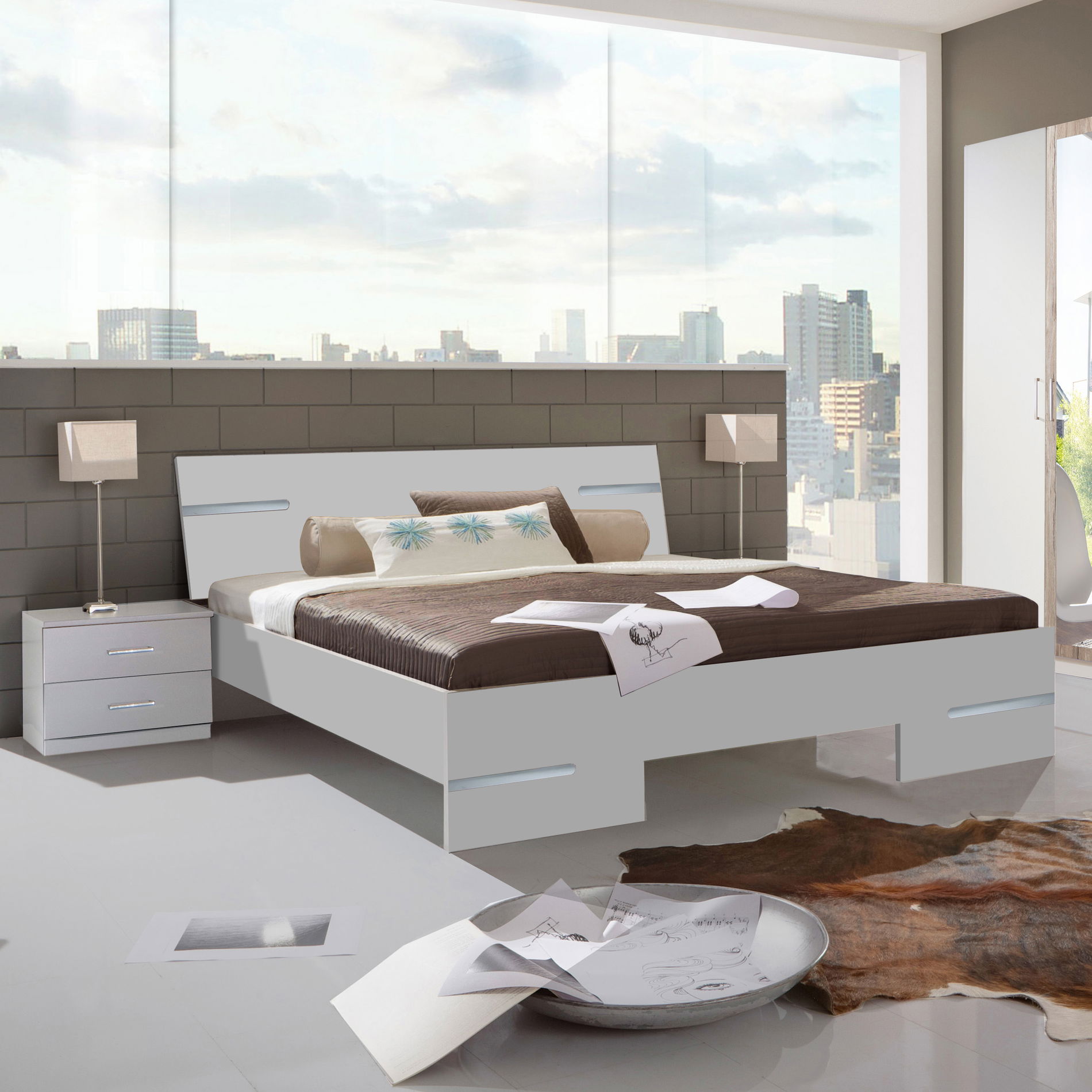 Wimex Anna Futonbett 180 x 200 cm inkl. Nachtschränke Weiss