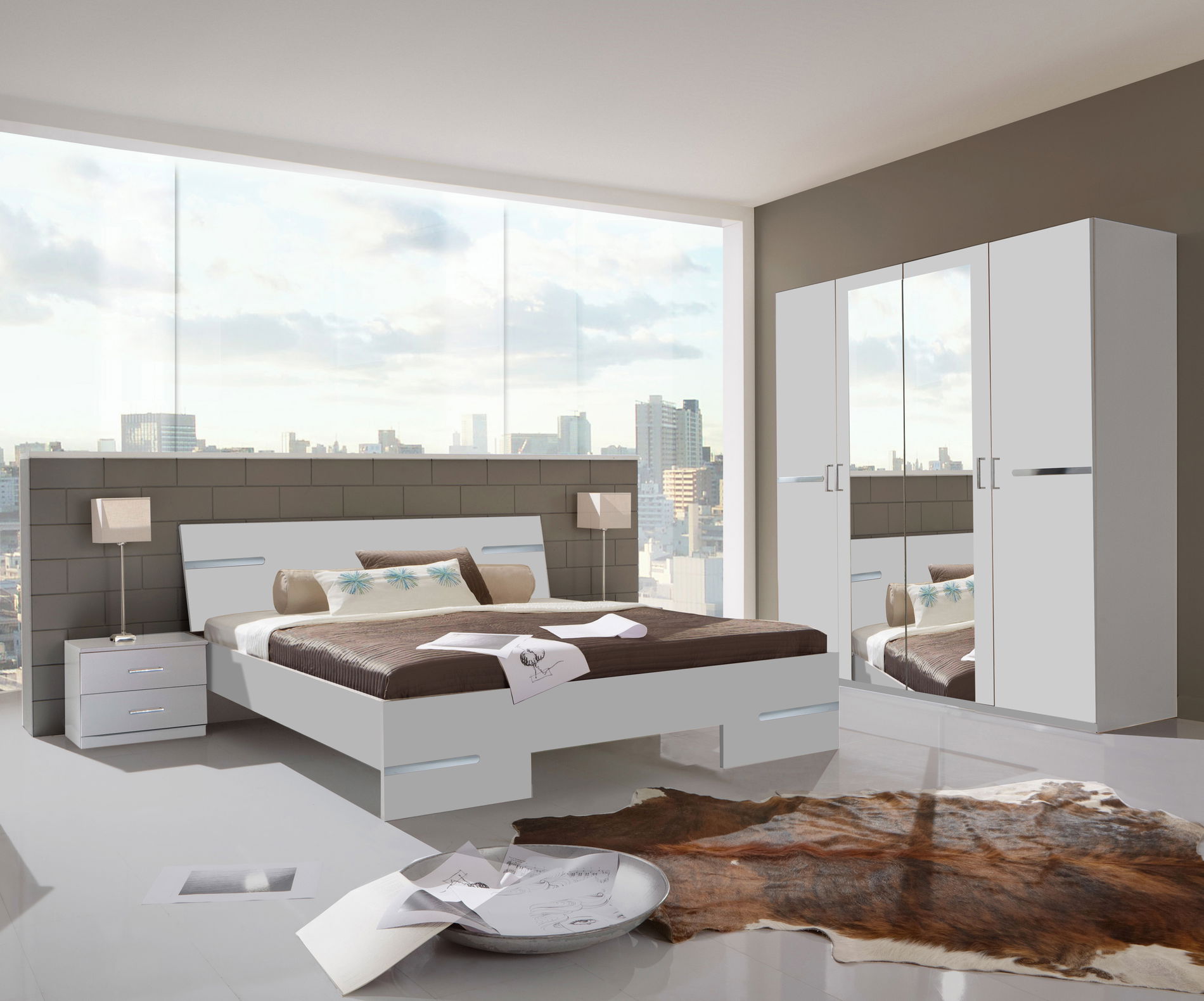 Wimex Anna Schlafzimmer mit Schrank 180CM & Bett 180x200 cm Weiss