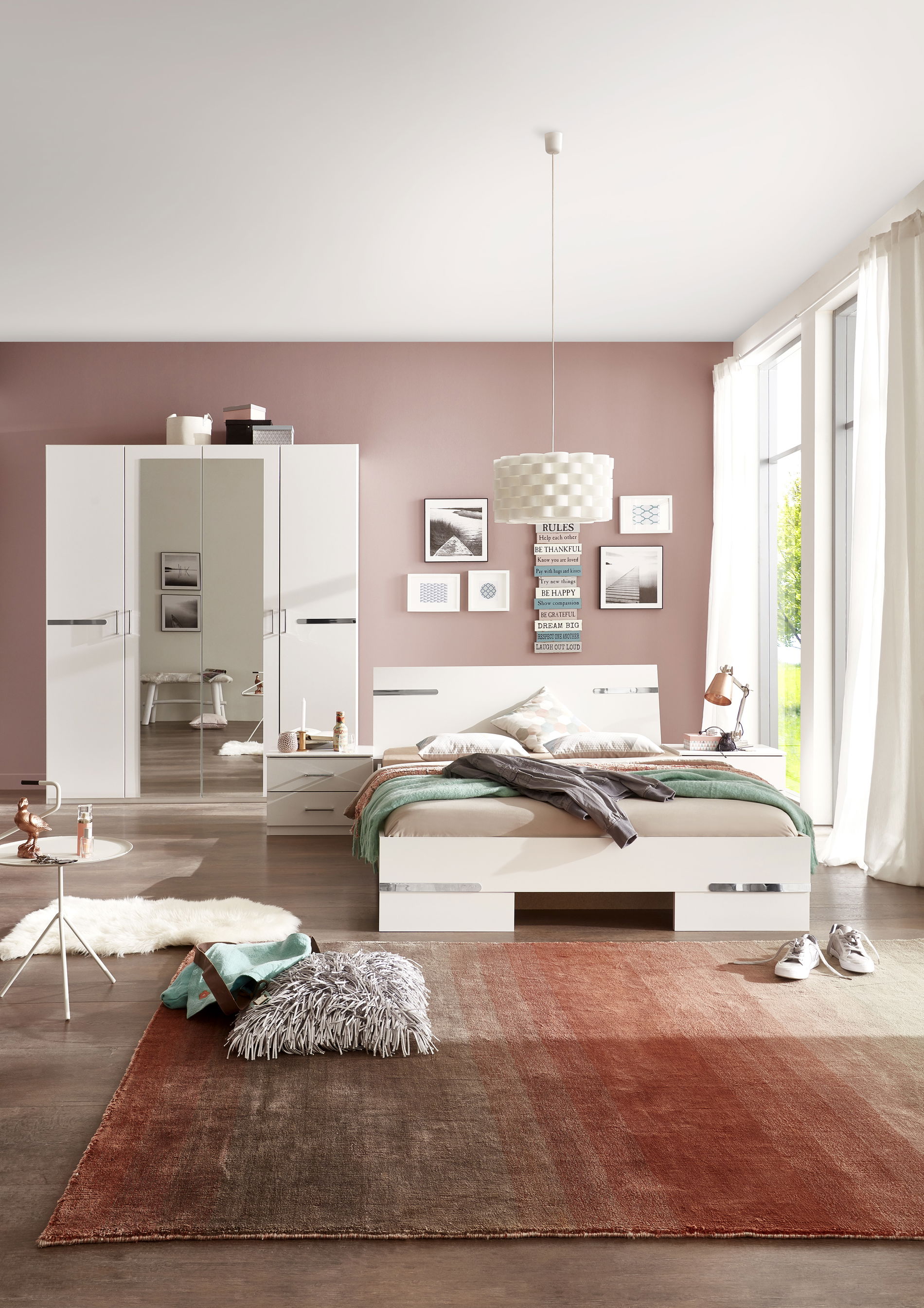 Wimex Anna Schlafzimmer mit Schrank 180CM & Bett 140x190 cm Weiss