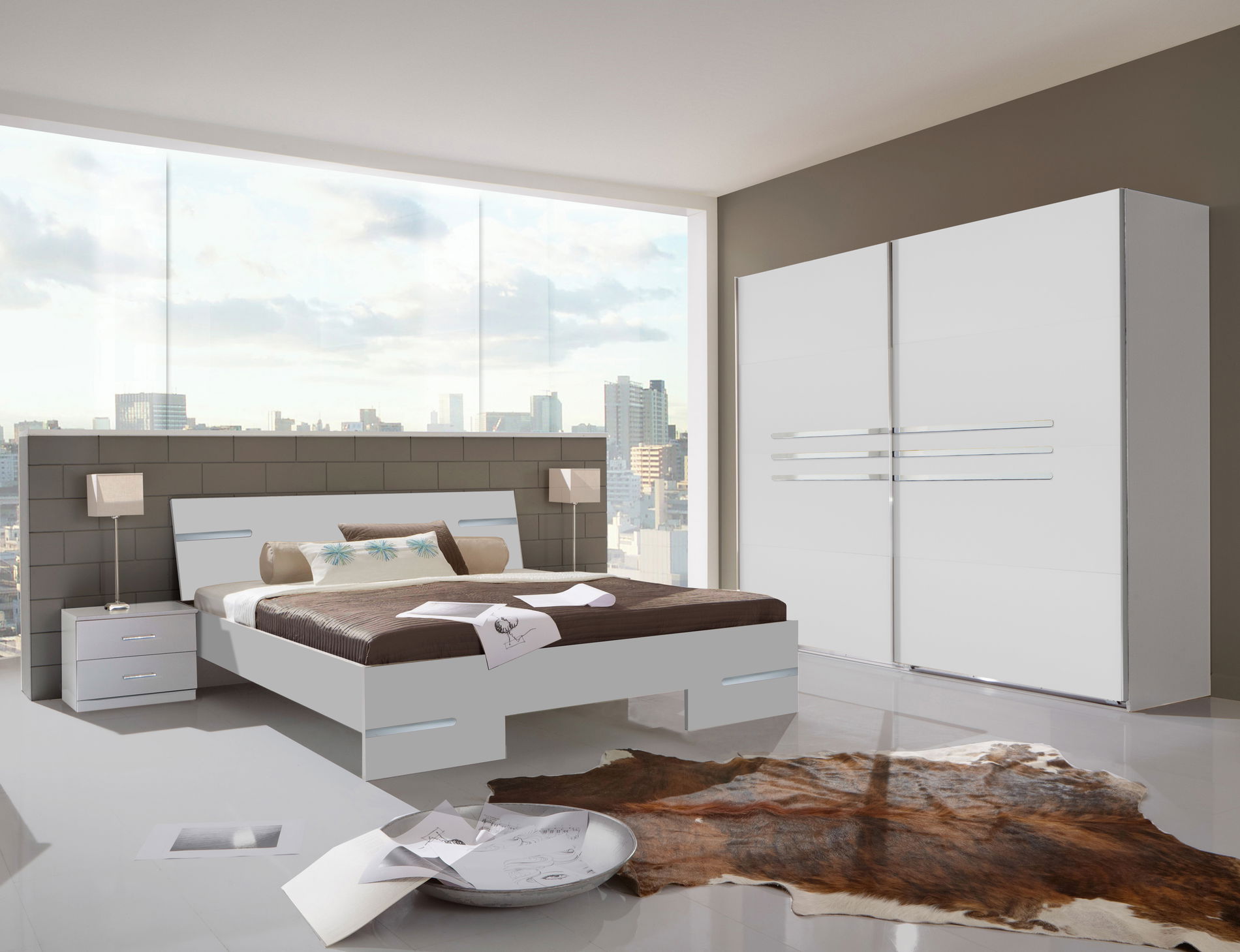 Wimex Anna Schlafzimmer 4-teilig mit Schwebetürenschrank Weiss