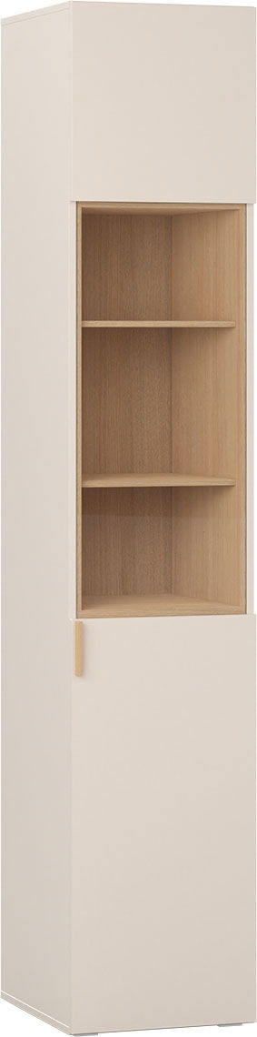 VOX 4 You Fresh Vitrine schmal mit Beleuchtung sand beige/oak mit Griffe Eiche