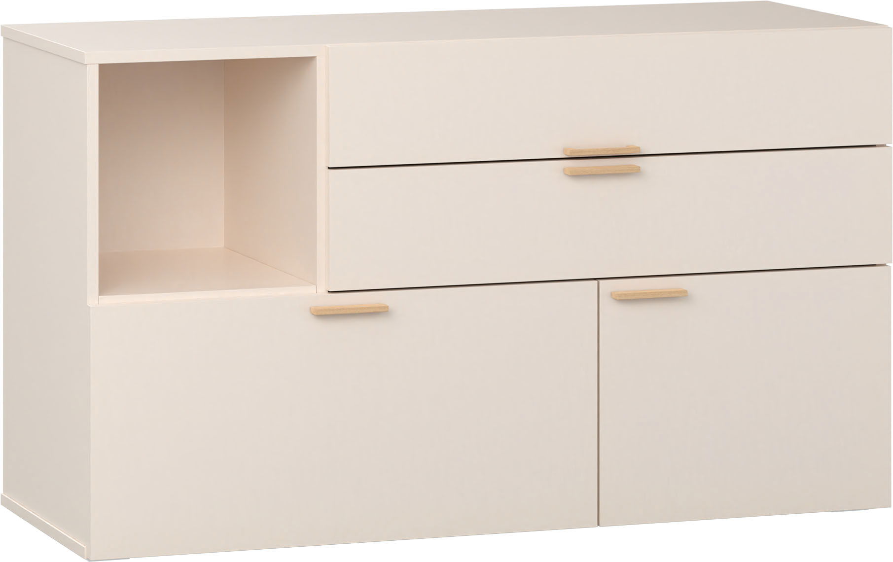 VOX 4 You Fresh Kommode niedrig sand beige mit Griffe Eiche