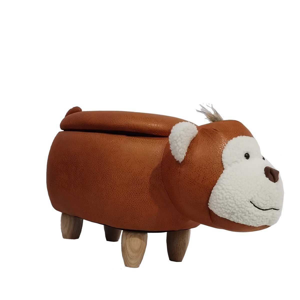 Nature Kid Tierhocker Monkey braun mit Staufach weich gepolsterter Sitzhocker für Kinder