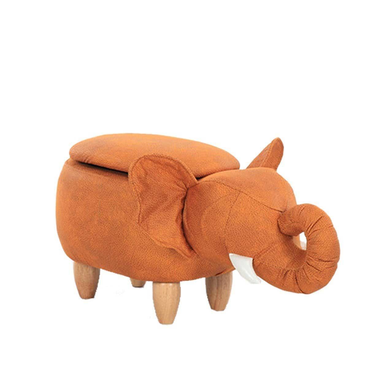 Nature Kid Tierhocker Elefant orange mit Staufach weich gepolsterter Sitzhocker für Kinder
