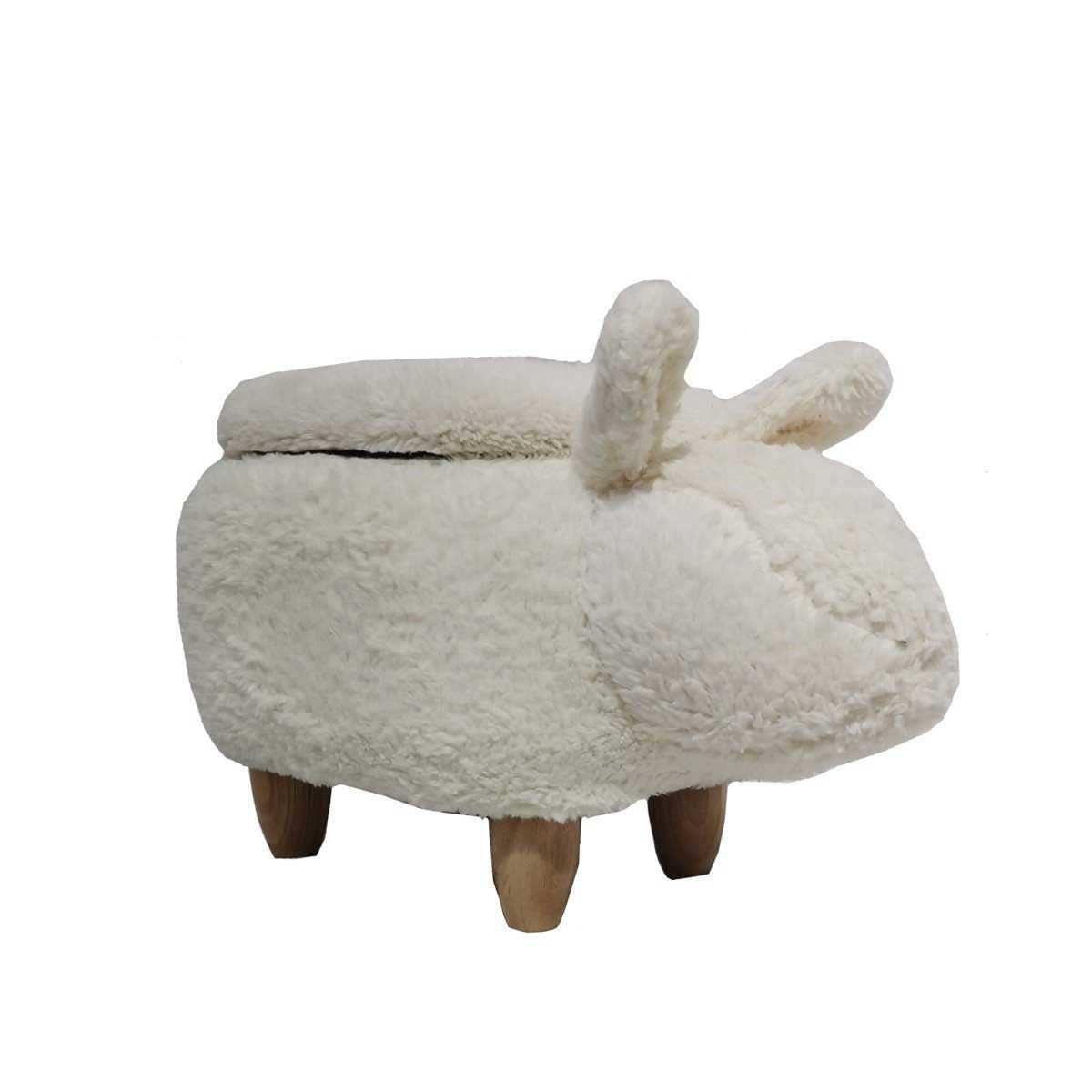 Nature Kid Tierhocker Hase weiß mit Staufach weich gepolsterter Sitzhocker für Kinder