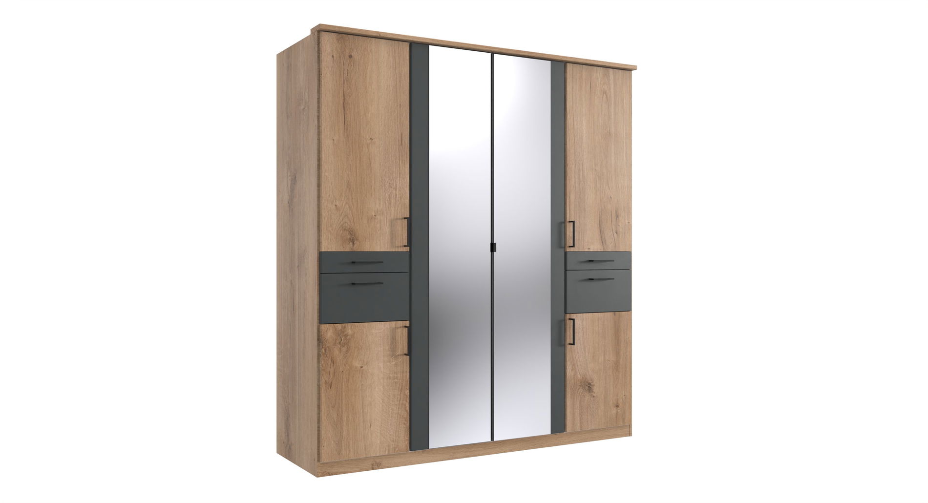 Wimex Ascona Kleiderschrank 180CM Plankeneiche Nachbildung / Graphit