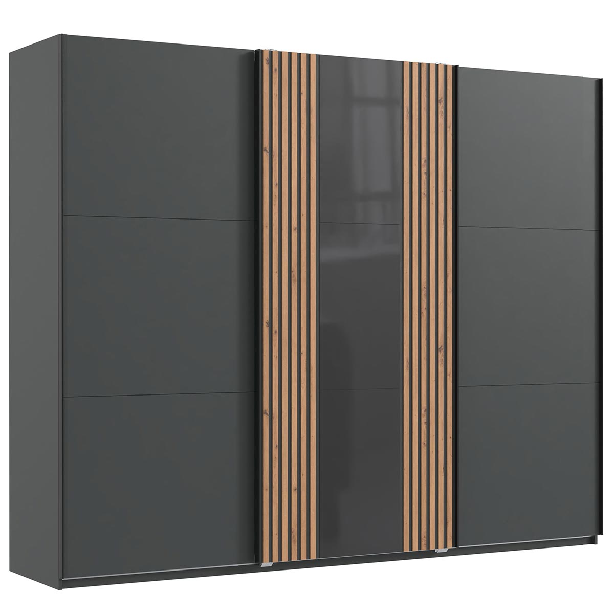 Wimex Atlanta Schwebetürenschrank 250 cm Graphit/Artisan-Eiche Dekor