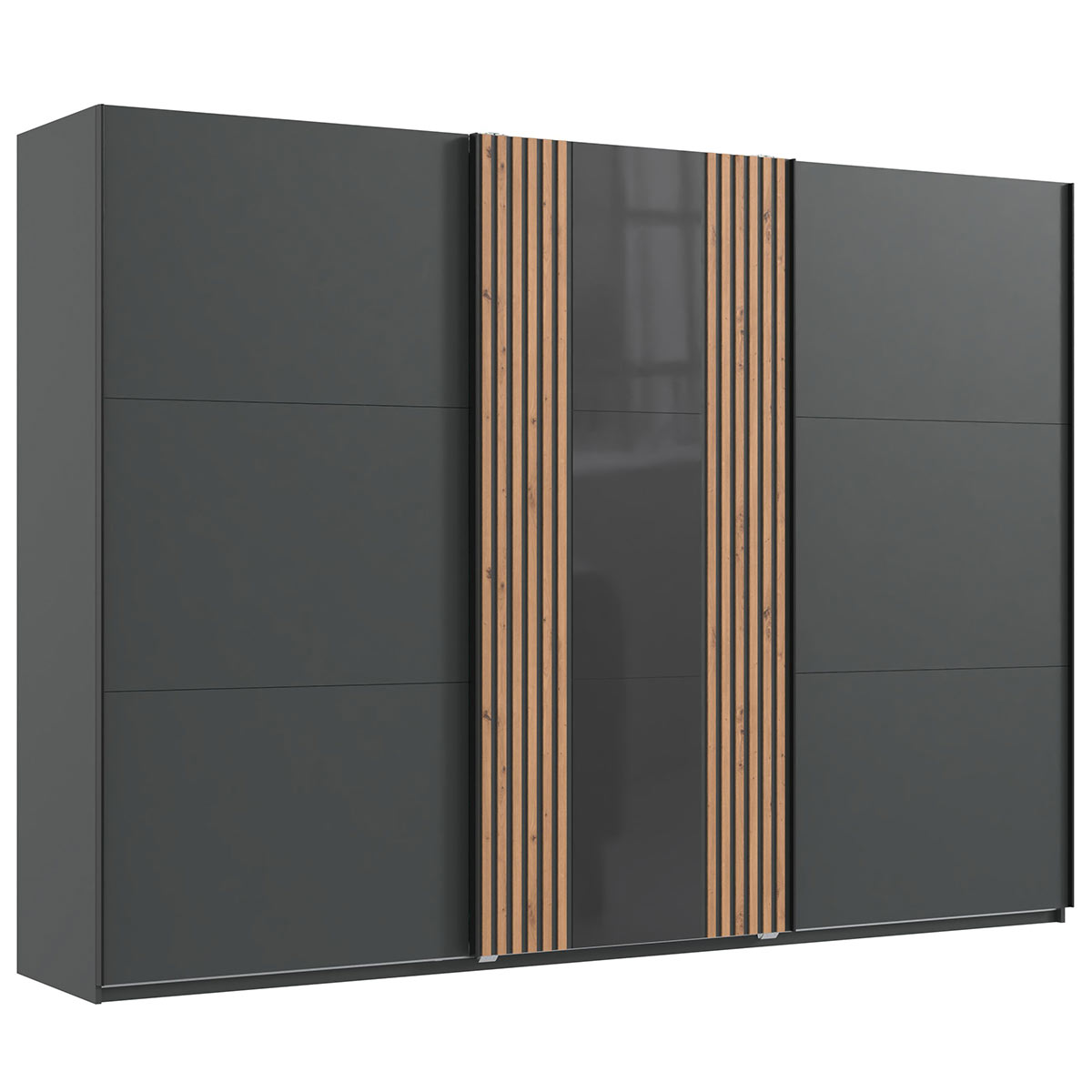Wimex Atlanta Schwebetürenschrank 300 cm Graphit/Artisan-Eiche Dekor