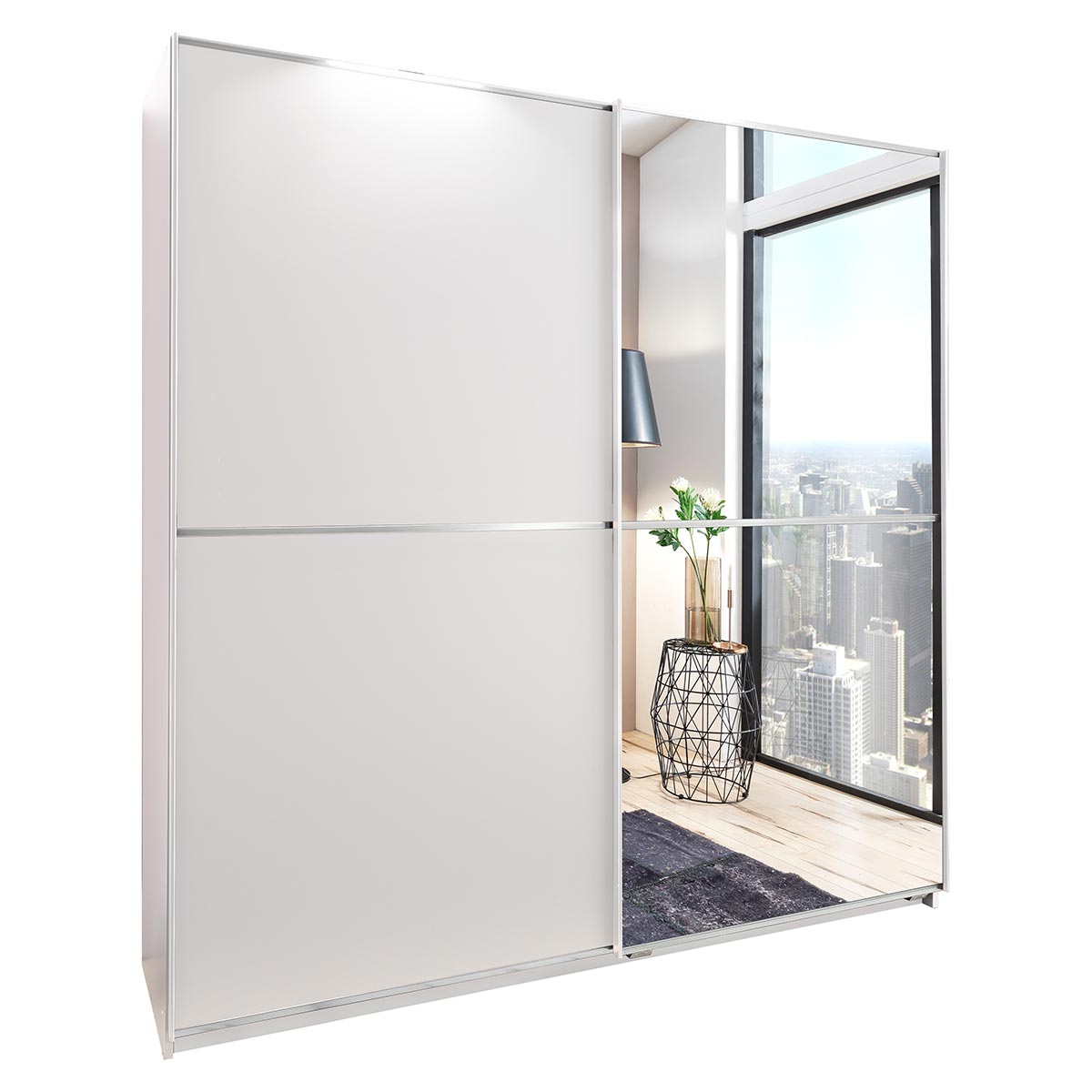 Wimex Baden Schwebetürenschrank 179 cm Weiß