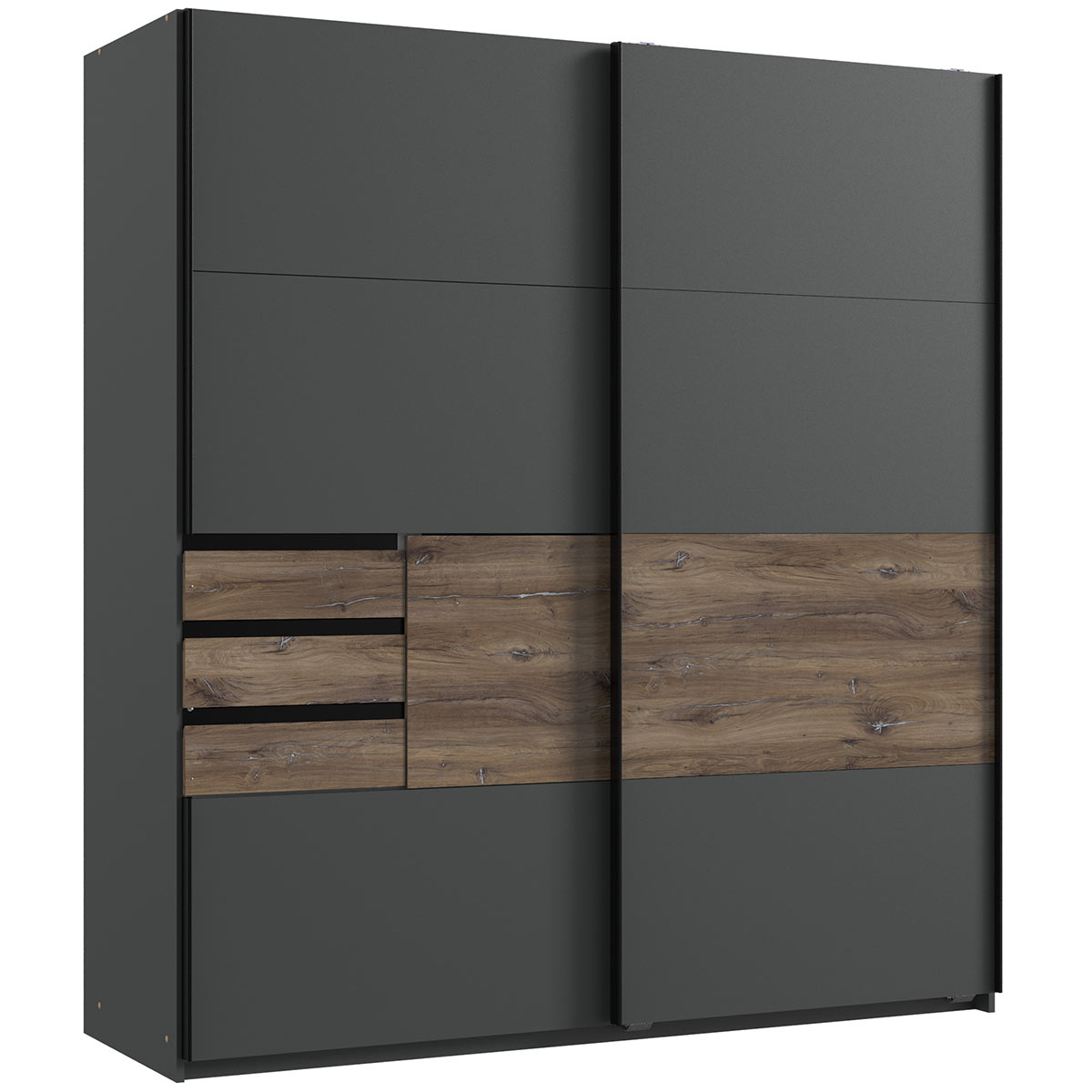 Wimex Bamberg Kleiderschrank 180 cm Graphit/Flagstaff-Eiche Dekor