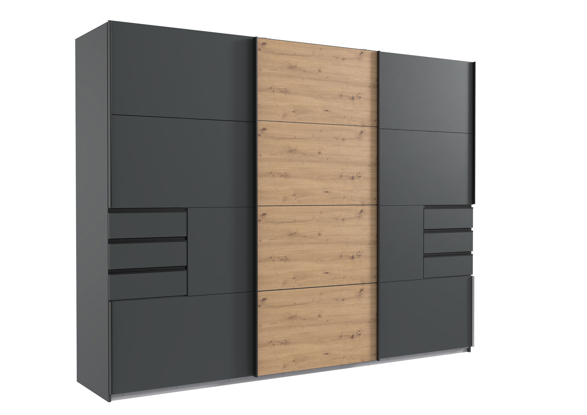 Wimex Bangkok Schwebetürenschrank 270 cm Grafit/Artisan-Eiche-Nachbildung