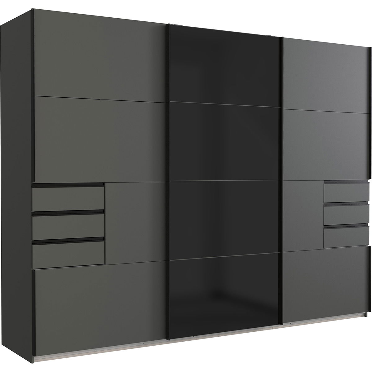 Wimex Barcelona Schwebetürenschrank 270 cm 6 Schubladen Graphit