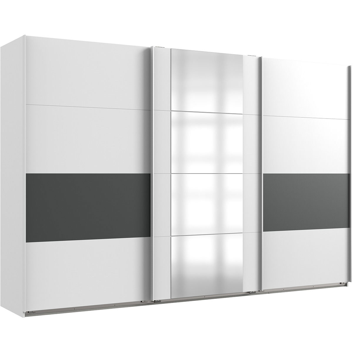 Wimex Barmbek Schwebetürenschrank 313x208 cm Weiß/Graphit
