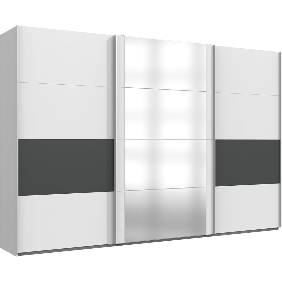 Wimex Barmbek Schwebetürenschrank 360x236 cm Weiß/Graphit