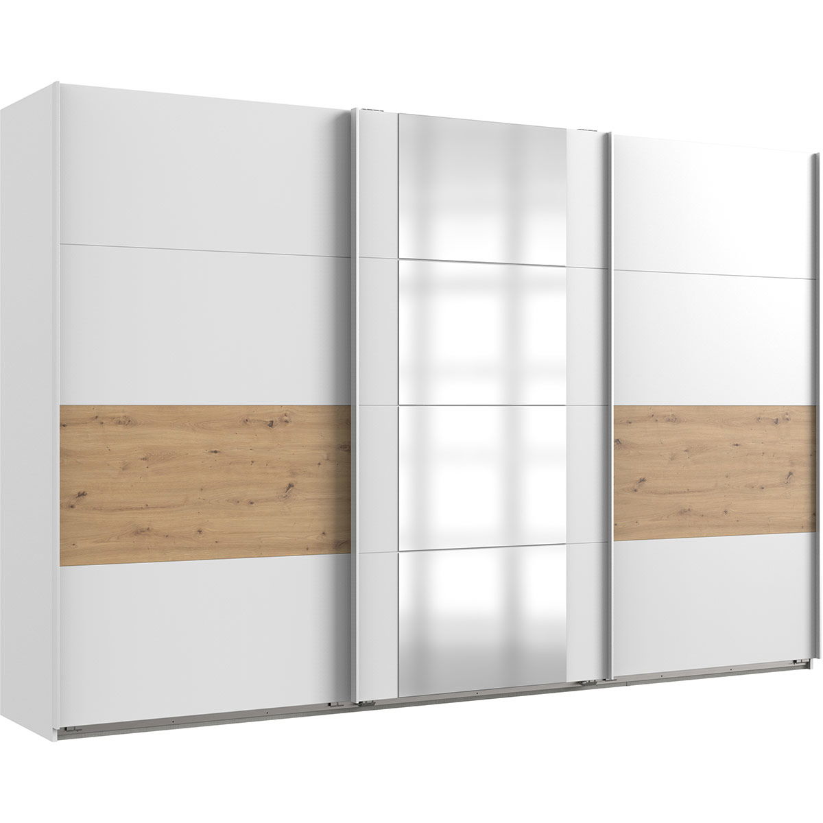 Wimex Barmbek Schwebetürenschrank 313x208 cm Weiß/Artisan-Eiche Dekor