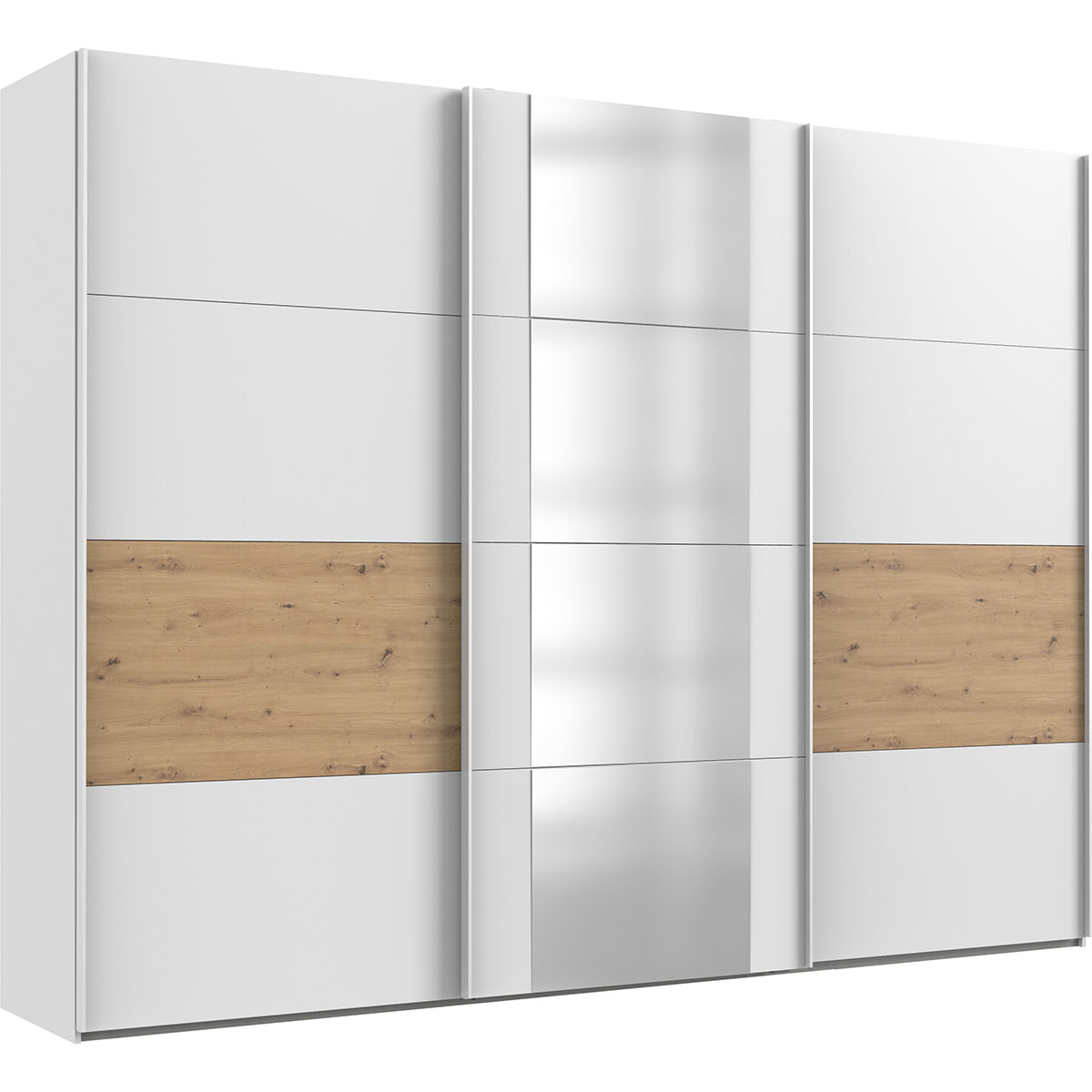 Wimex Barmbek Schwebetürenschrank 313x236 cm Weiß/Artisan-Eiche Dekor