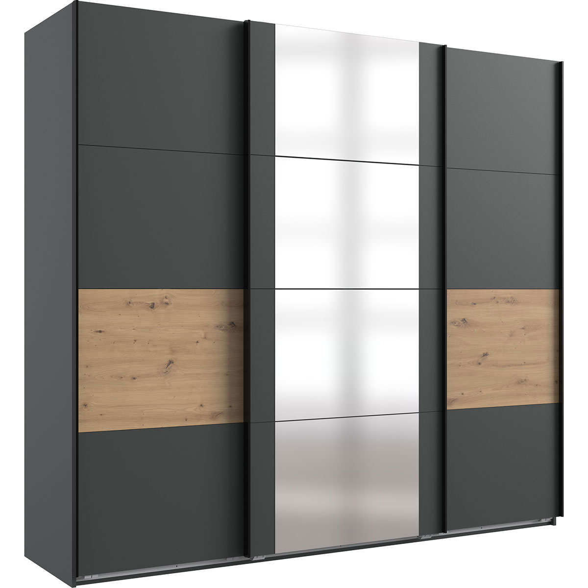 Wimex Barmbek Schwebetürenschrank 225x208 cm Graphit/Artisan-Eiche Dekor