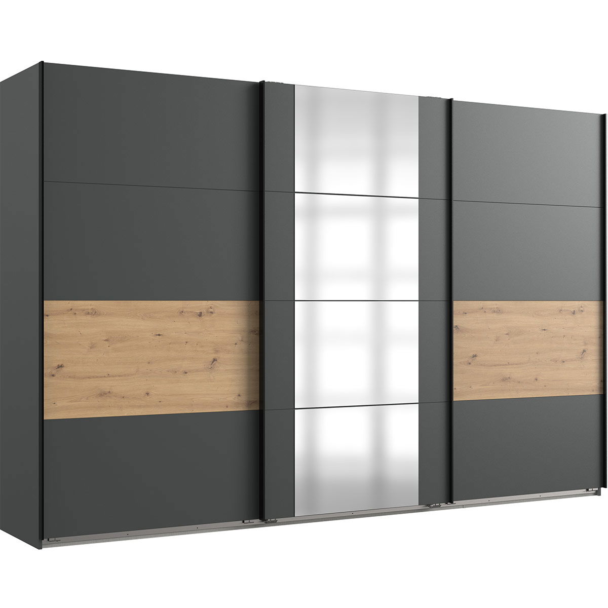 Wimex Barmbek Schwebetürenschrank 313x208 cm Graphit/Artisan-Eiche Dekor