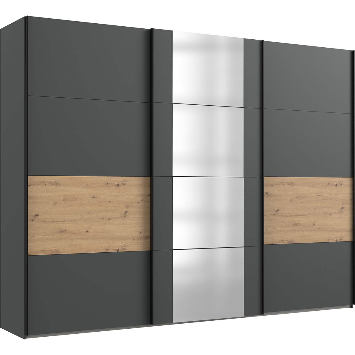Wimex Barmbek Schwebetürenschrank 313x236 cm Graphit/Artisan-Eiche Dekor