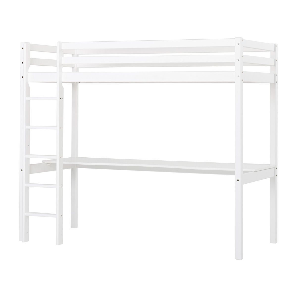 Hoppekids Hochbett ECO Dream 90x200 cm mit gerader Leiter & Tischplatte | teilbar