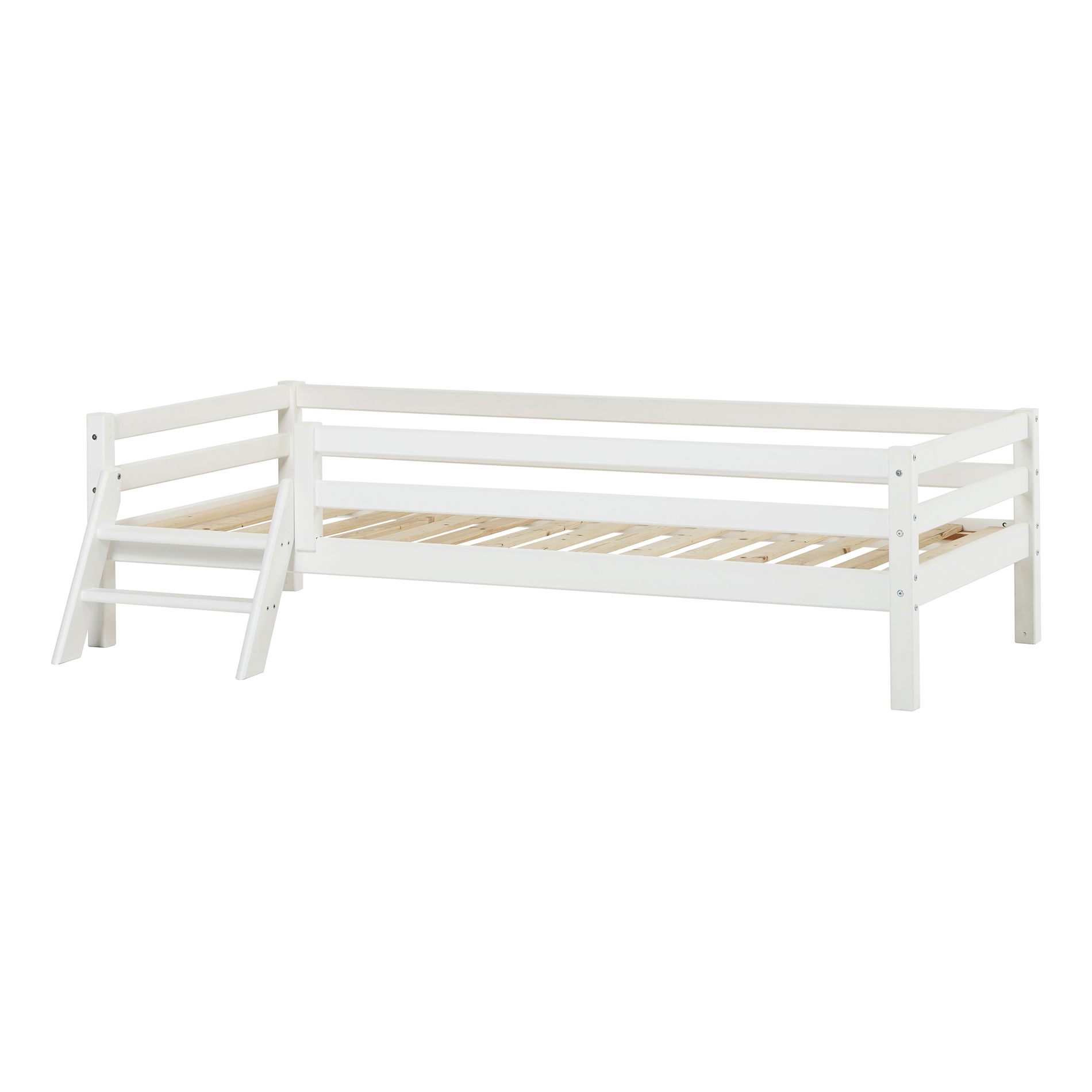 Hoppekids ECO Dream Juniorbett 90x200 cm mit Leiter und Rausfallschutz Weiß
