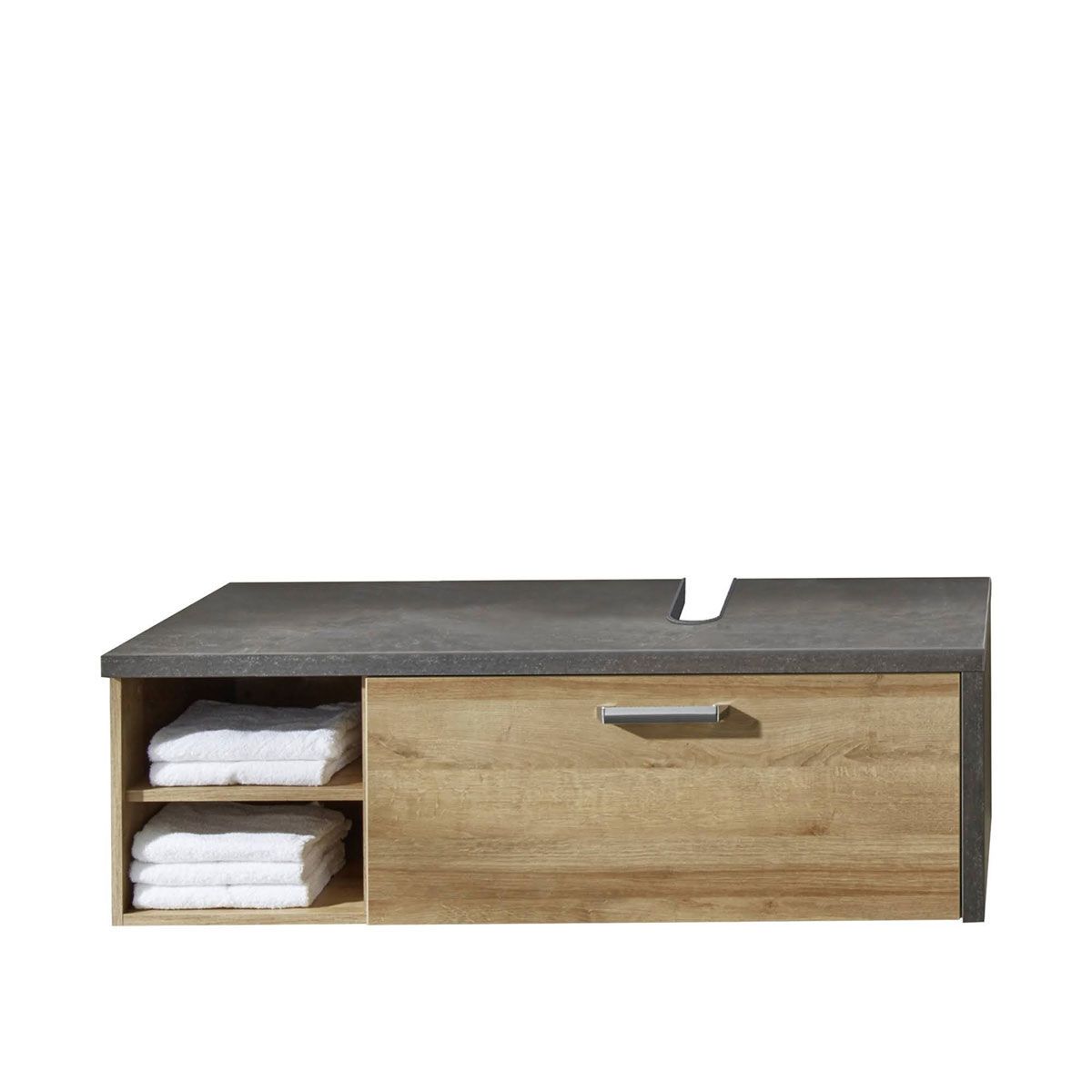 trendteam Bay Waschbeckenunterschrank Eiche Riviera / Beton