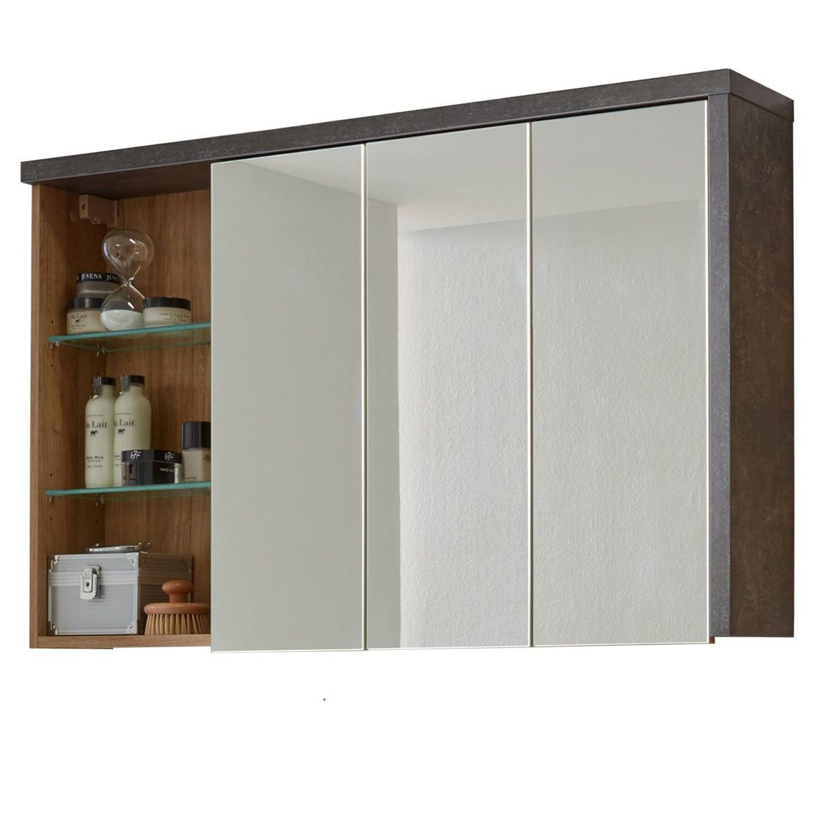 trendteam Bay Spiegelschrank Eiche Riviera / Beton