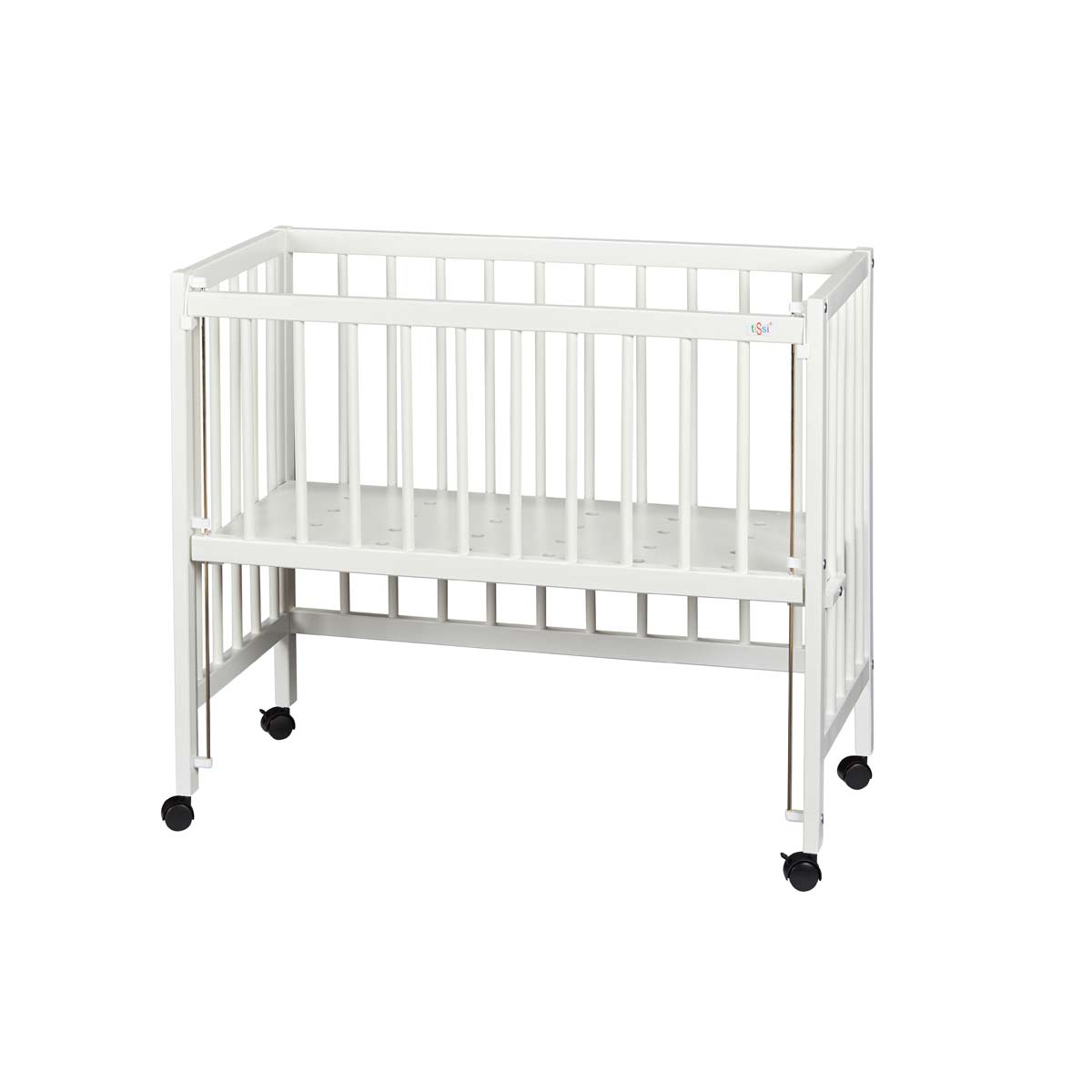 tiSsi Beistellbett Sophie aus massiv Buche weiß Liegefläche 40 x 90 cm inklusive Verschlussgitter