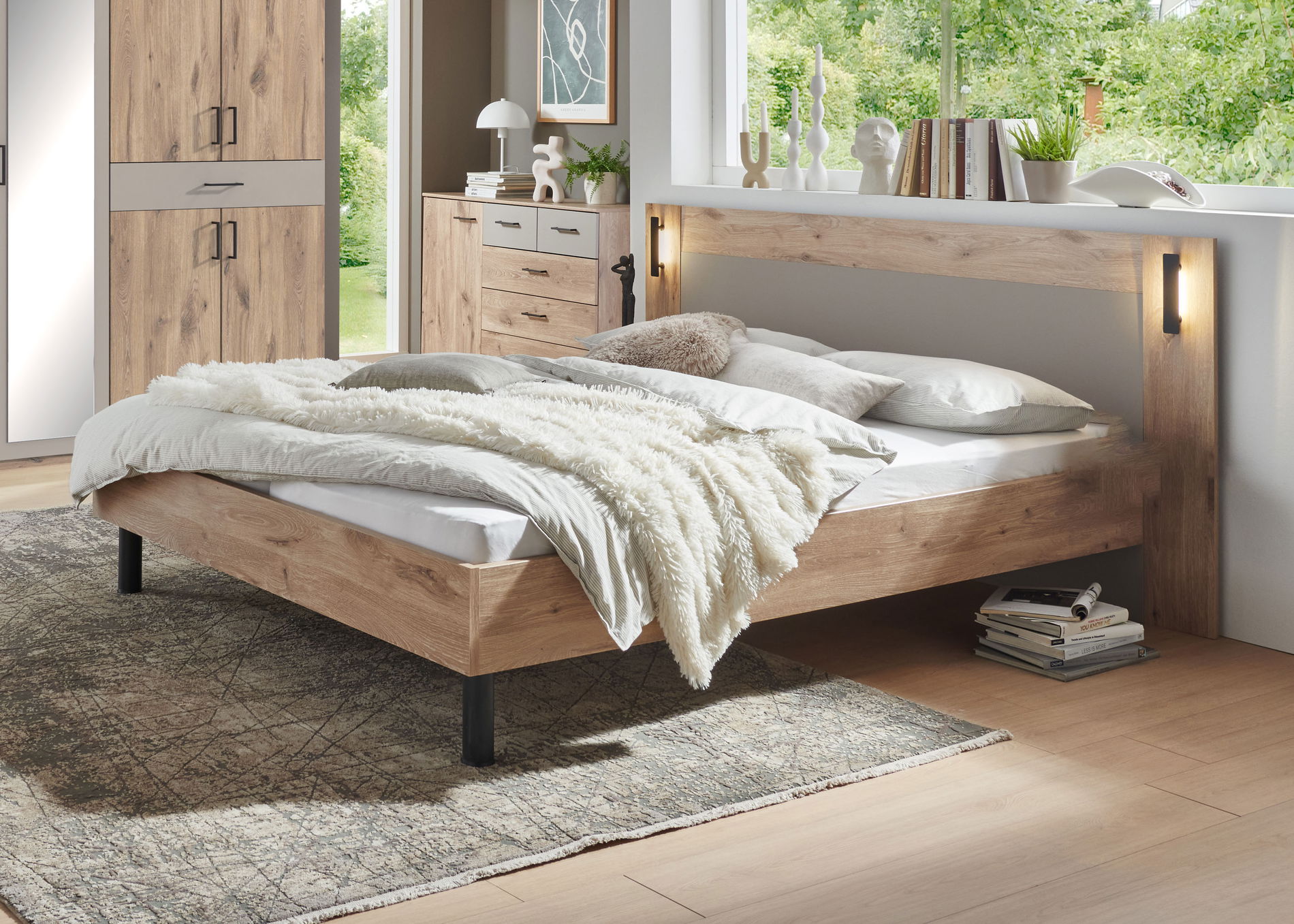 Wimex Belgrad Futonbett 160 x 200 cm Viking-oak-Nachbildung/Saharagrau