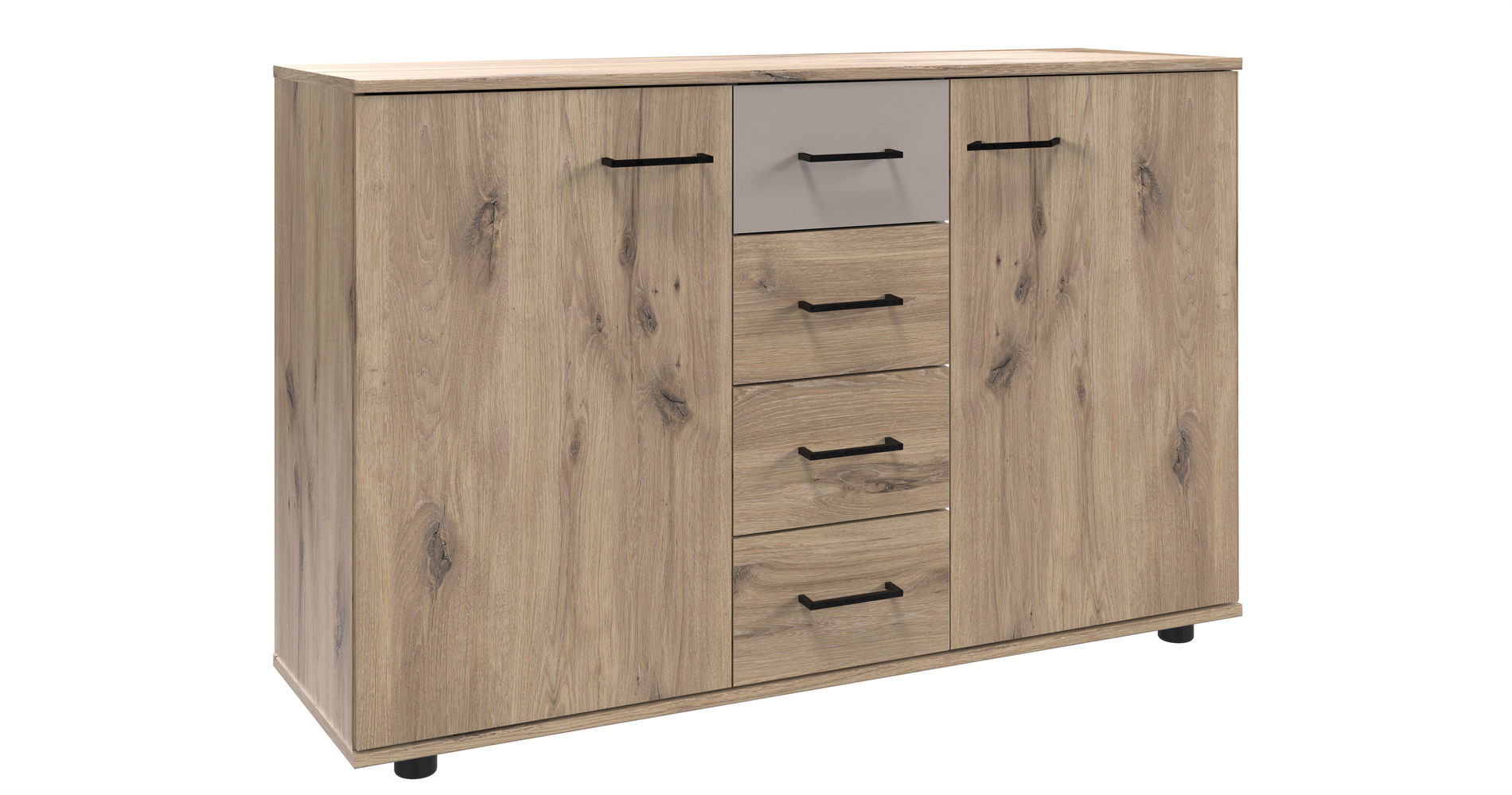 Wimex Belgrad Kombikommode 2T 4S Viking-oak-Nachbildung/Saharagrau