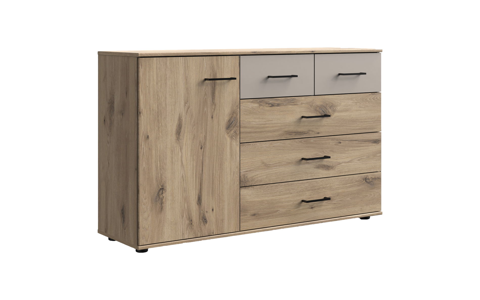 Wimex Belgrad Kombikommode 1T 5S Viking-oak-Nachbildung/Saharagrau