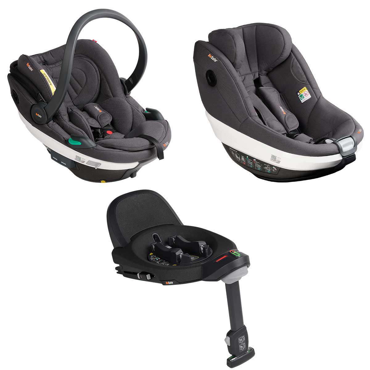 BeSafe Go Beyond Babyschale und Beyond 360 Autositz mit Base Dark Grey Mélange